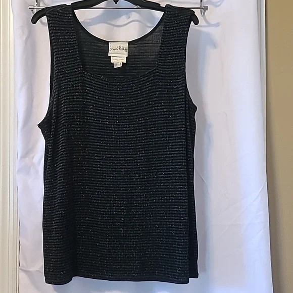 Joseph Ribkoff Black/Silver Sleeveless U Neck Top Womens Sz 18 - Picture 1 of 9